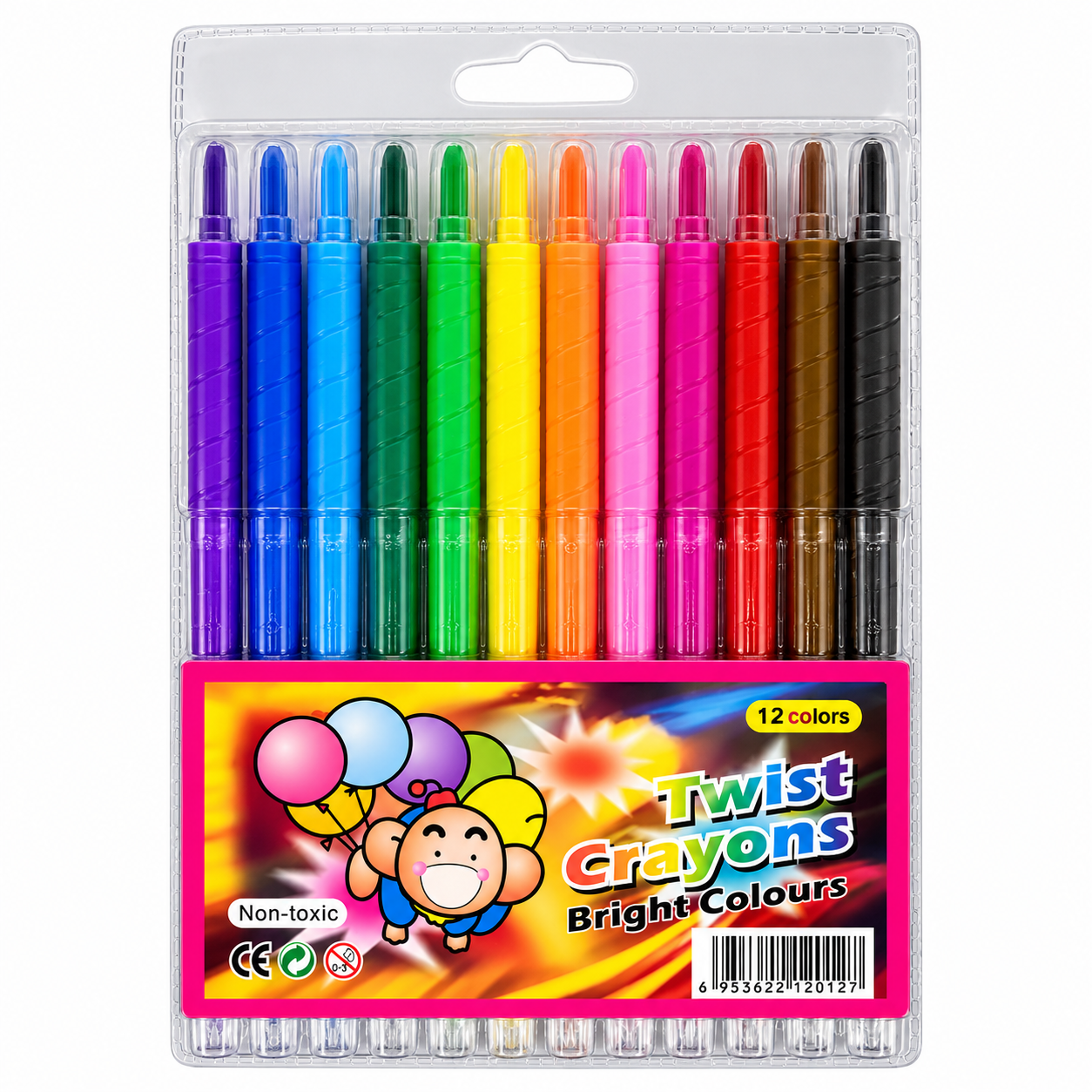 Восковые мелки 12 цветов "Twist Crayons" выкручивающиеся