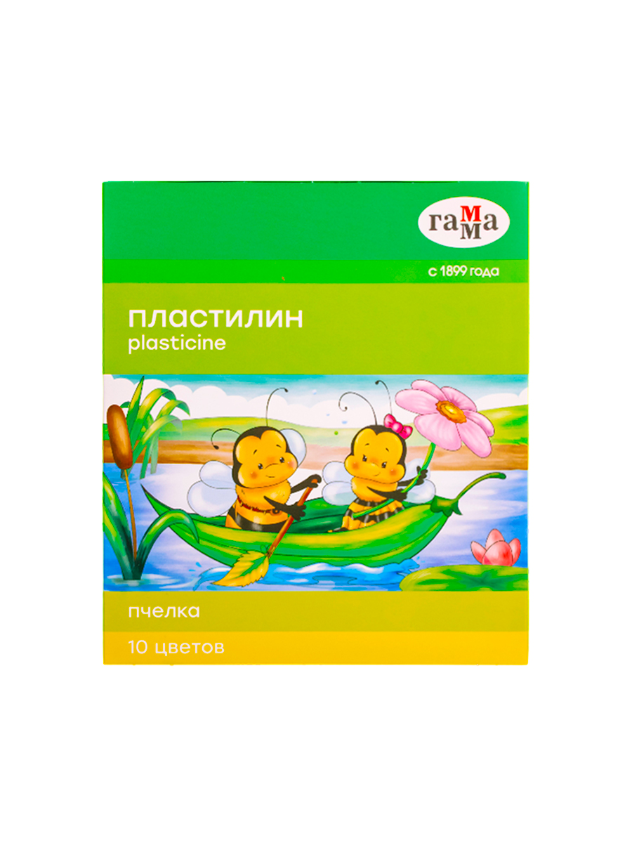 Пластилин мягкий «Гамма» Пчёлка 10 цветов со стеком