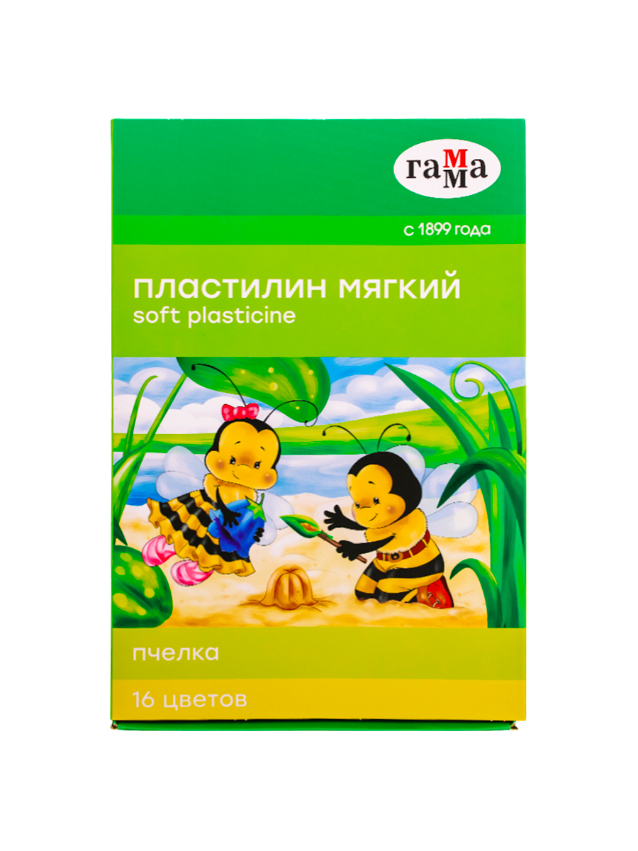 Пластилин мягкий «Гамма» Пчёлка 16 цветов со стеком