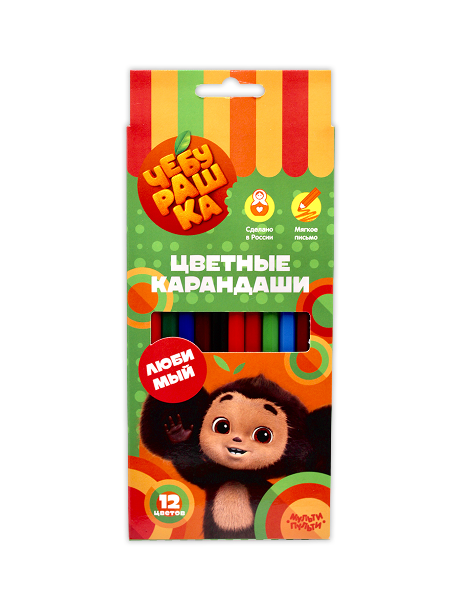 Карандаши цветные «Мульти-Пульти» Чебурашка, 12 цветов