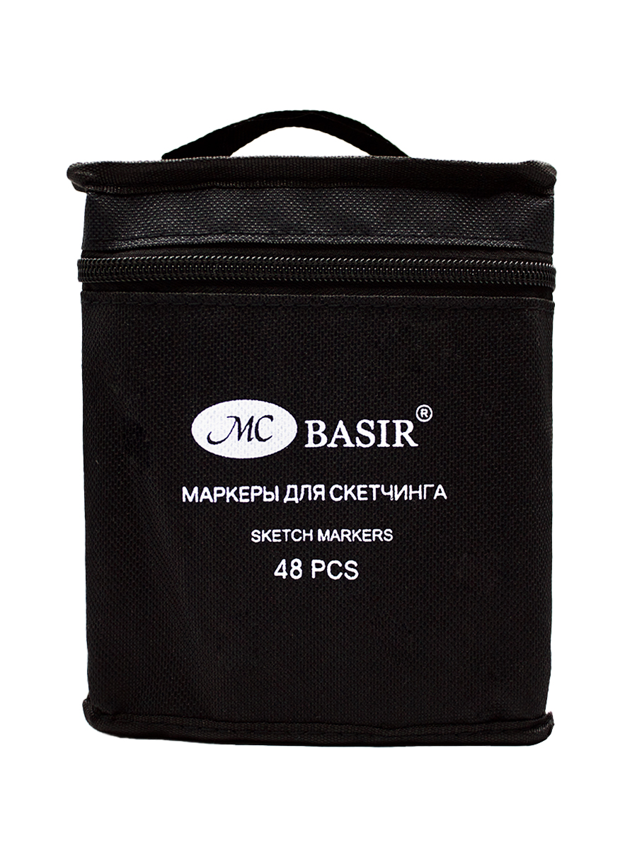 Маркеры для скетчинга двусторонние «MC Basir» 48 цветов в текстильном пенале