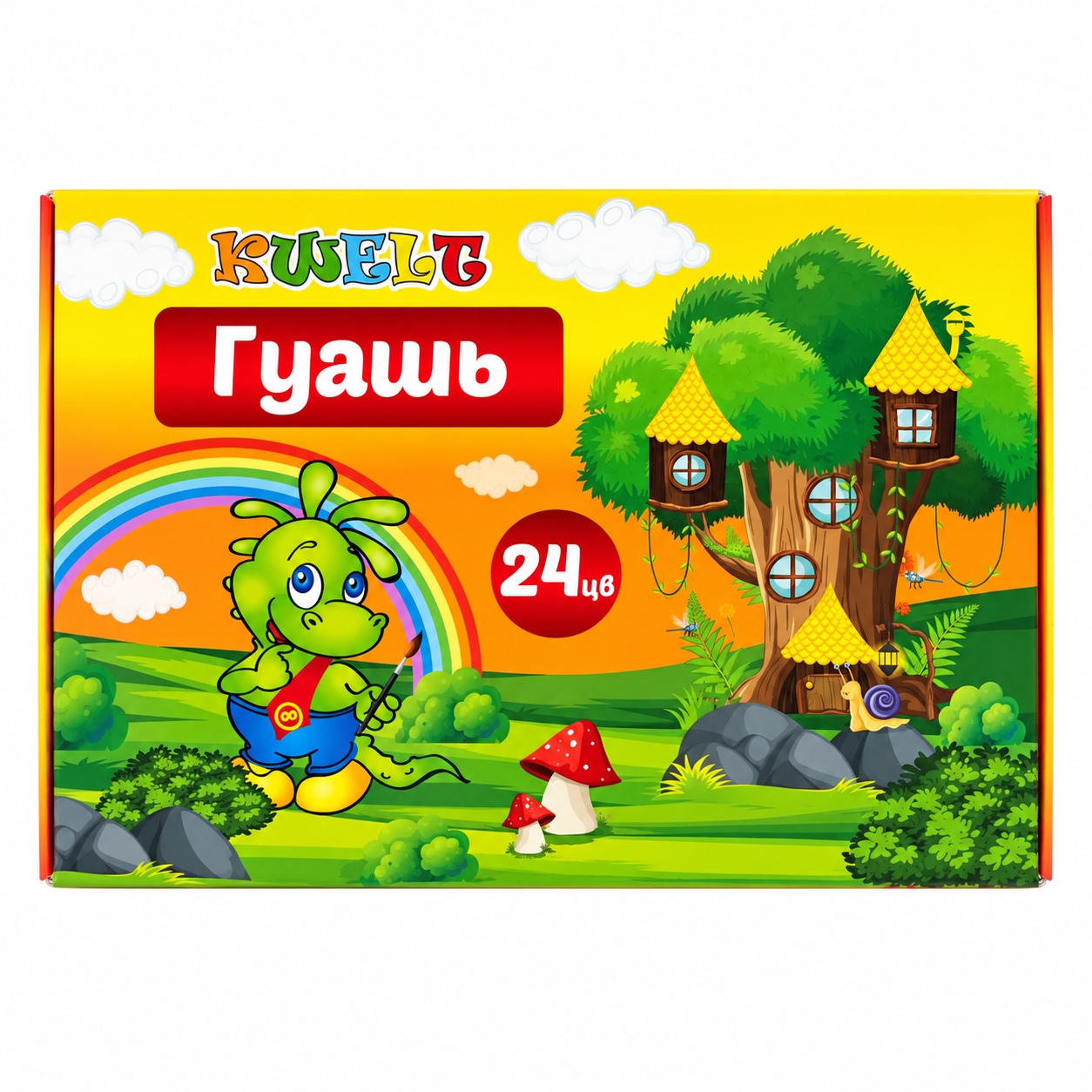 Гуашь 24 цвета KWELT® "Динозаврики"
