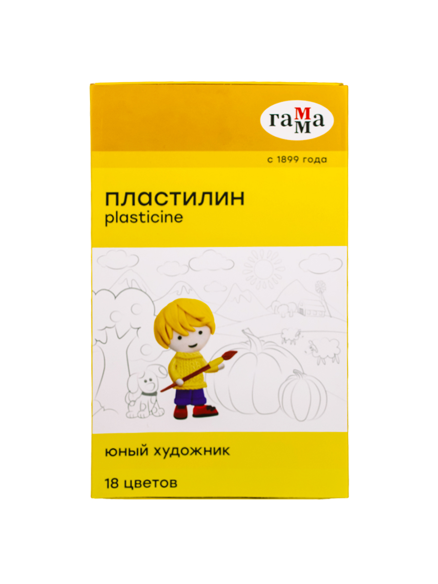 Пластилин мягкий «Гамма» Юный художник 18 цветов со стеком