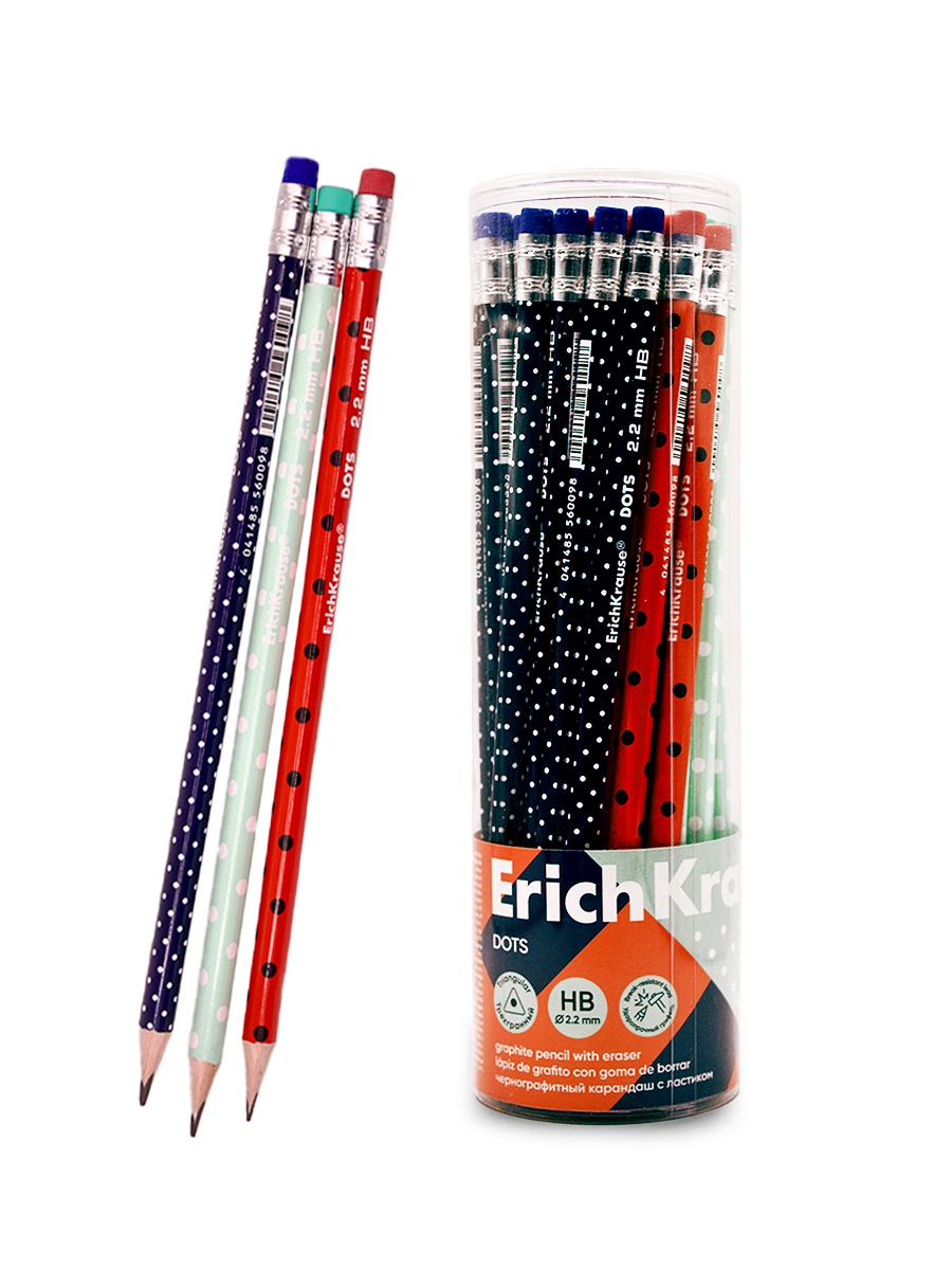 Карандаш чернографитный «ErichKrause» Dots HB с ластиком