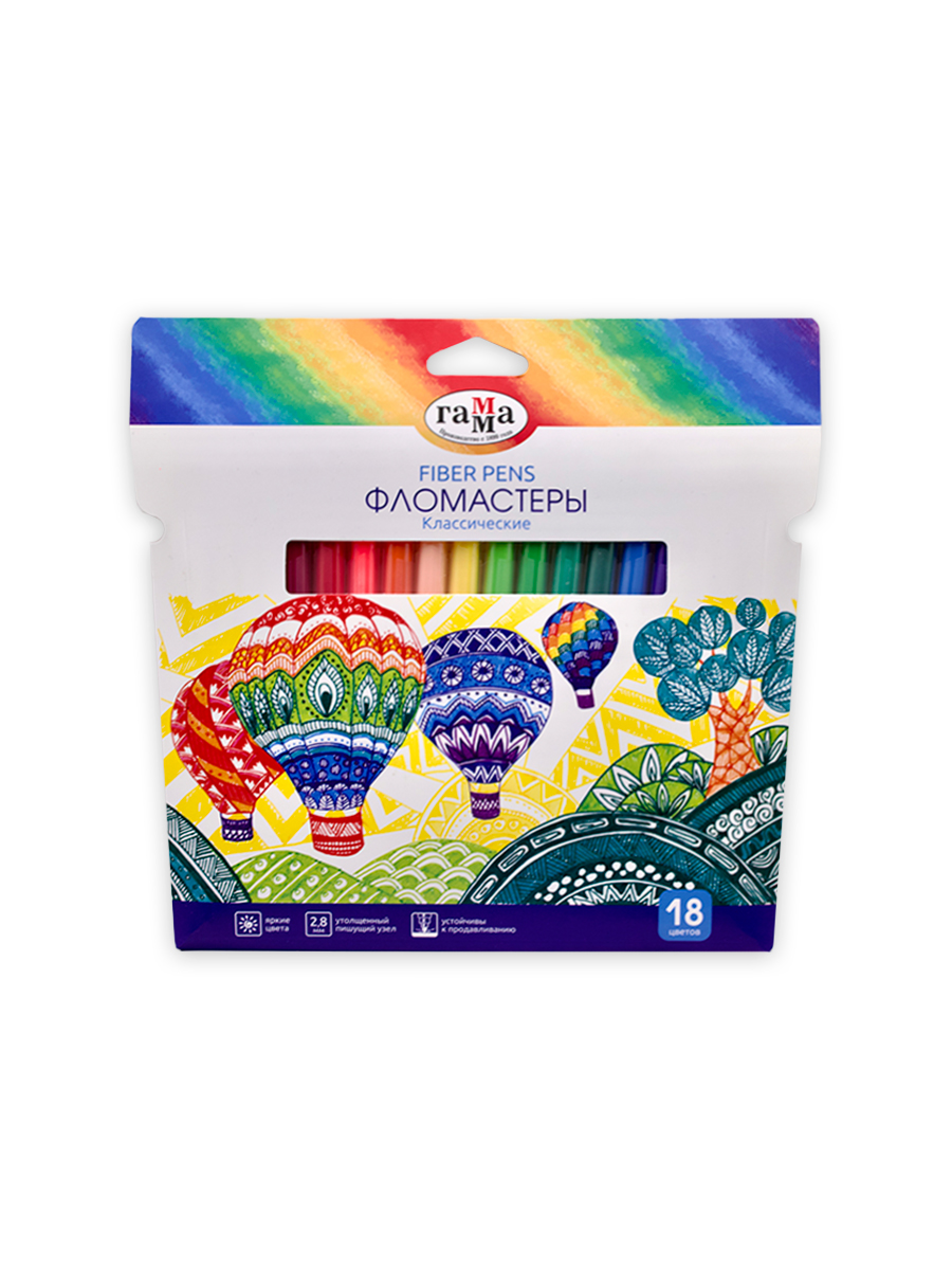Фломастеры «Гамма» Классические 18 цветов