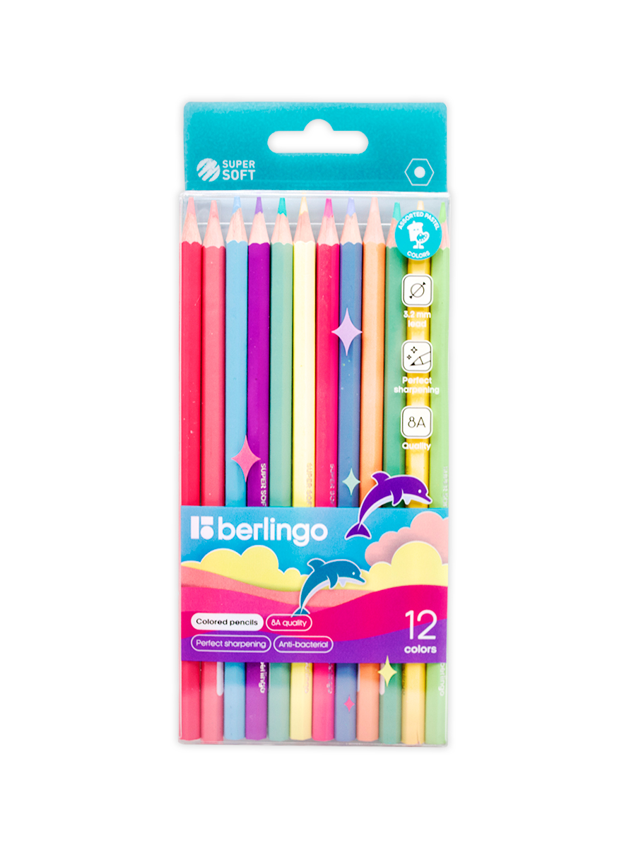 Карандаши цветные пастельные «Berlingo» Super Soft, 12 цветов