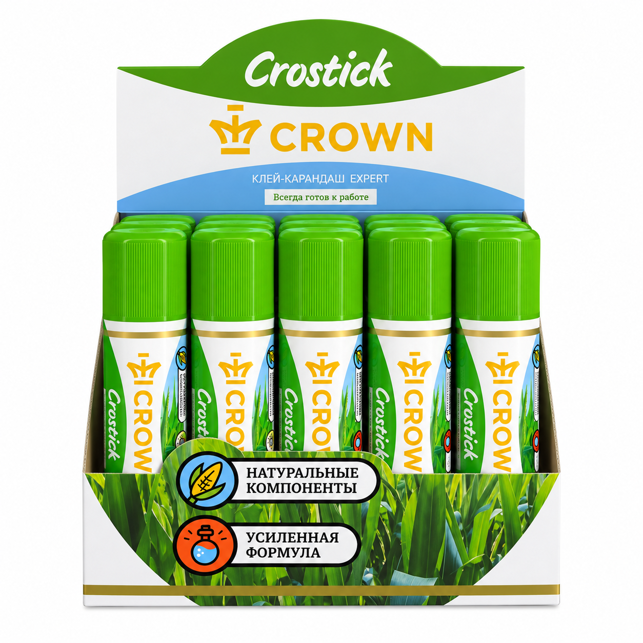 Клей карандаш 22 г Crown® "Expert"