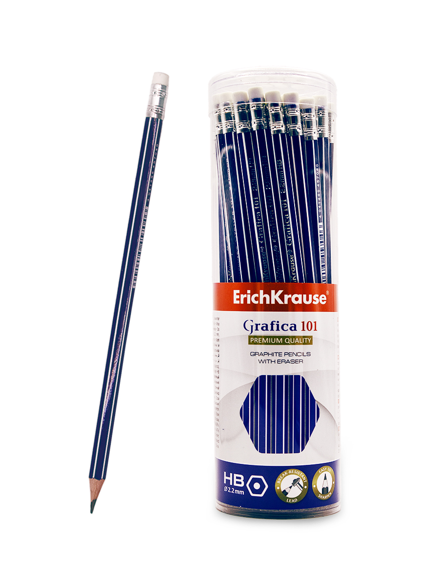 Карандаш чернографитный "ErichKrause" Grafica HB с ластиком