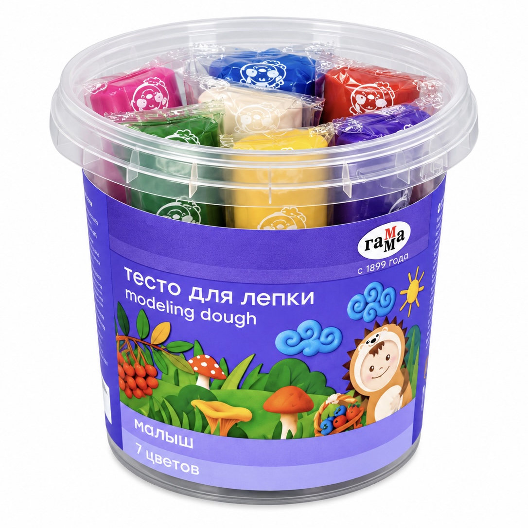 Тесто для лепки 7 цветов ГАММА® "Малыш" 210 г