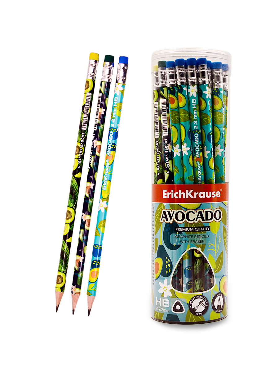 Карандаш чернографитный «ErichKrause» Avocado HB с ластиком