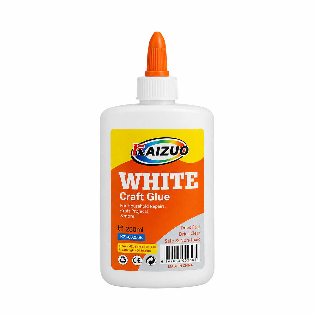 Клей ПВА 250 мл  KAIZUO® "White Craft Glue"