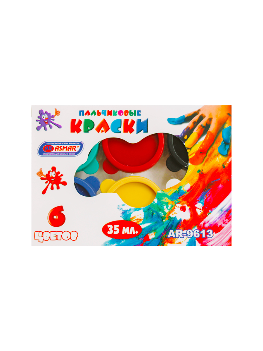 Краски пальчиковые 6 цветов «Asmar» 35 мл